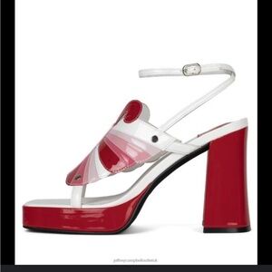 Jeffrey Campbell Butterfly platform sandals - pink, red and white - size 7
